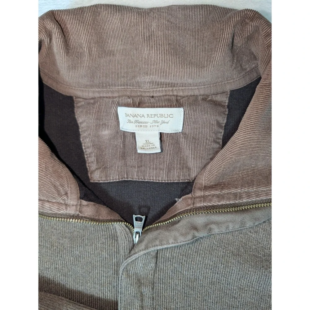Banana Republic Brown Elbow Patch Quarter Zip Sweater XL Grandpacore